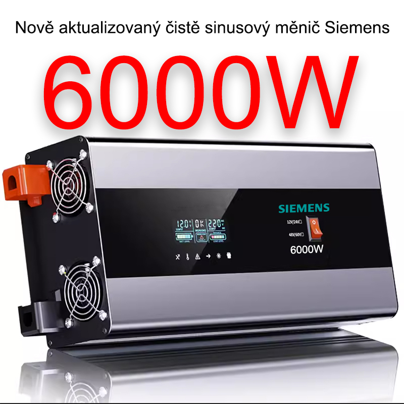 6000 W čistě sinusový výkonový měnič.